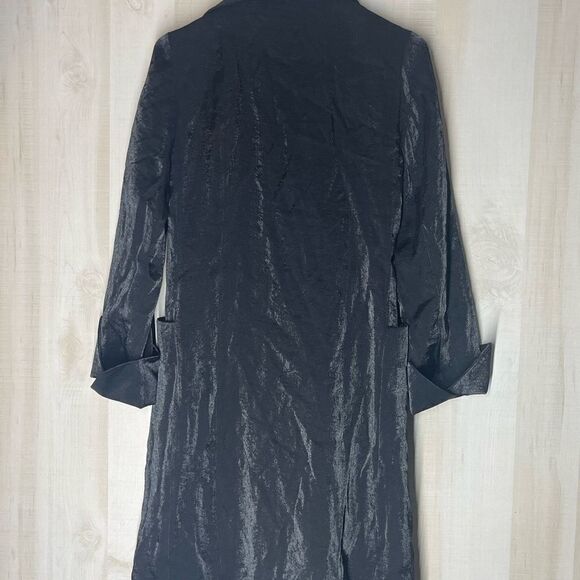 TULLE black double breasted long sleeve shimmering coat yellow lining, medium - Picture 9 of 15